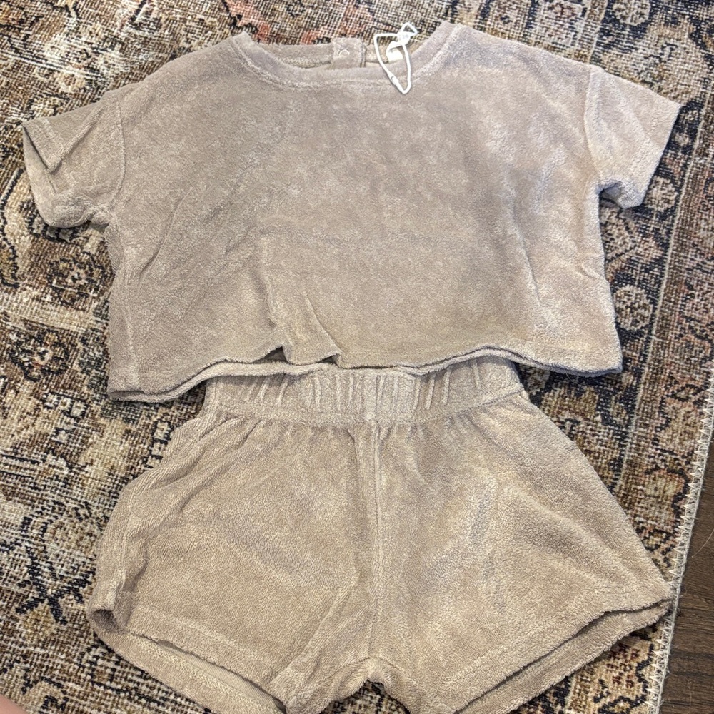 Quincy Mae Taupe Terry Short Set